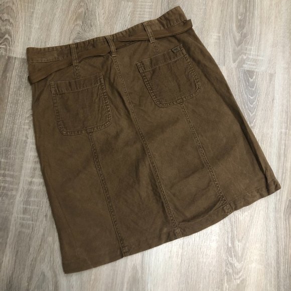 Roxy Corduroy Skirt Brown Size 5 Ribbon Belt - Picture 4 of 5